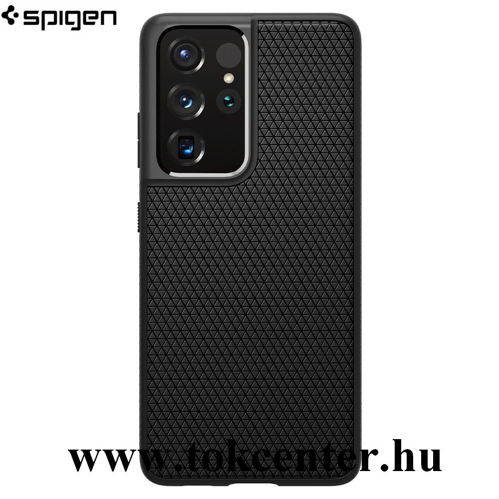 Samsung Galaxy S21 Ultra (SM-G998) 5G SPIGEN LIQUID AIR szilikon telefonvédő (rombusz minta) FEKETE (ACS02350)