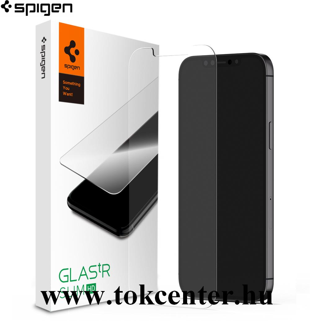 Apple iPhone 12 / Apple iPhone 12 Pro SPIGEN SLIM HD képernyővédő üveg (2.5D full cover, extra karcálló, tok barát, ultravékony, 0.2mm, 9H) ÁTLÁTSZÓ (AGL01511)