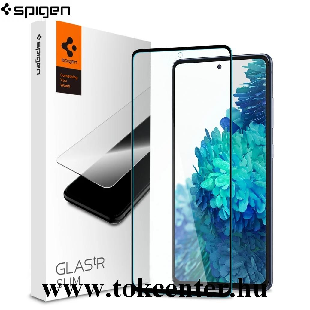 Samsung Galaxy S20 FE (SM-G780) SPIGEN SLIM képernyővédő üveg (2.5D full cover, extra karcálló, ujjlenyomatmentes, tok barát, 0.33mm, 9H) FEKETE (AGL02200)