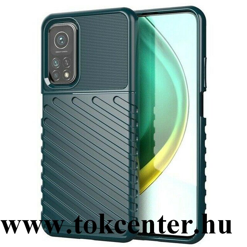 Xiaomi Mi 10T Pro 5G Szilikon telefonvédő (közepesen ütésálló, csíkos, dombor minta) SÖTÉTZÖLD