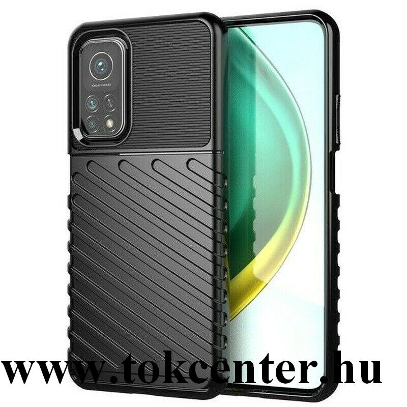 Xiaomi Mi 10T 5G / Xiaomi Mi 10T Pro 5G Szilikon telefonvédő (közepesen ütésálló, csíkos, dombor minta) FEKETE