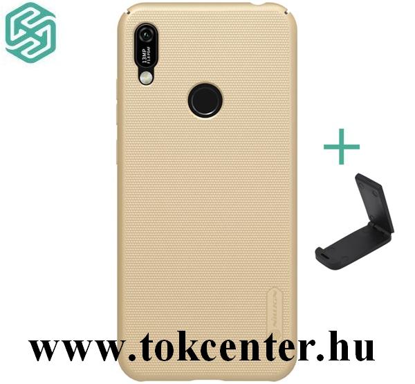 Honor 8A (Play 8A) NILLKIN SUPER FROSTED műanyag telefonvédő (gumírozott, érdes felület + asztali tartó) ARANY