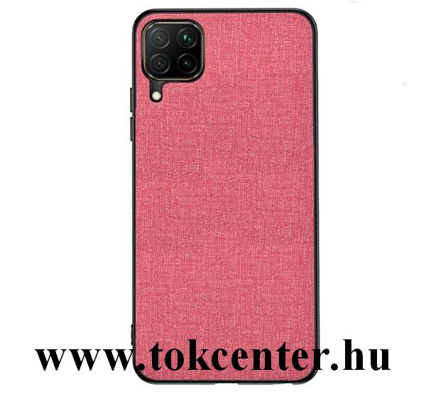 Samsung Galaxy A12 (SM-A125F) Műanyag telefonvédő (közepesen ütésálló, szilikon keret, textil hátlap) RÓZSASZÍN