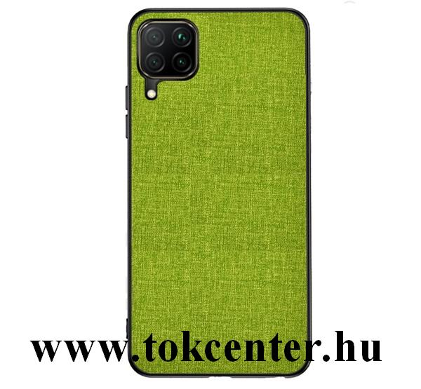 Samsung Galaxy A12 (SM-A125F) Műanyag telefonvédő (közepesen ütésálló, szilikon keret, textil hátlap) ZÖLD