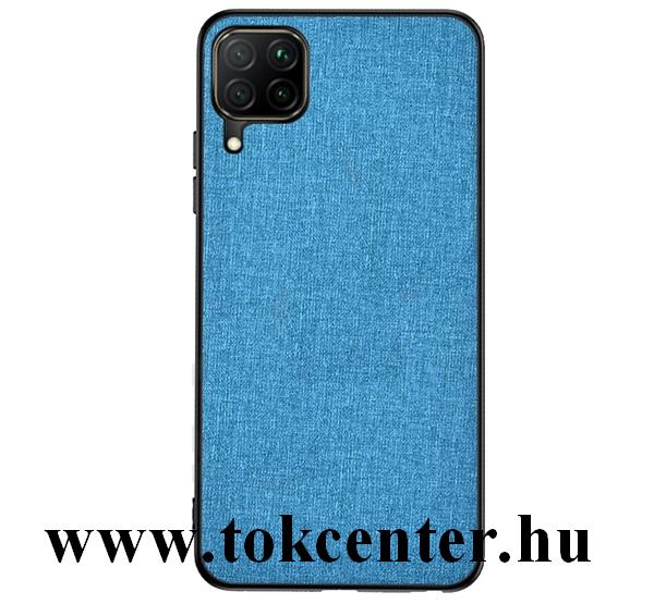 Samsung Galaxy A12 (SM-A125F) Műanyag telefonvédő (közepesen ütésálló, szilikon keret, textil hátlap) VILÁGOSKÉK