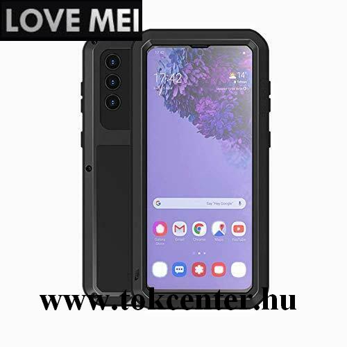 Samsung Galaxy S21 (SM-G991) 5G LOVE MEI Powerful defender telefonvédő gumi (ütésálló, fém keret + Gorilla Glass üveg) FEKETE
