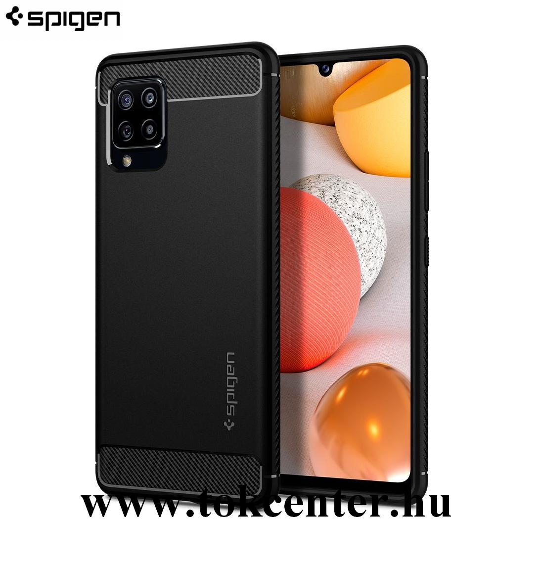 Samsung Galaxy A42 5G (SM-A425F) SPIGEN RUGGED ARMOR szilikon telefonvédő (közepesen ütésálló, légpárnás sarok, karbon minta) FEKETE (ACS02113)