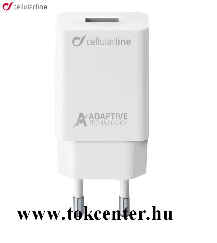 CELLULARLINE hálózati töltő USB aljzat (5V / 3000 mA, 15W, PD gyorstöltés támogatás) FEHÉR