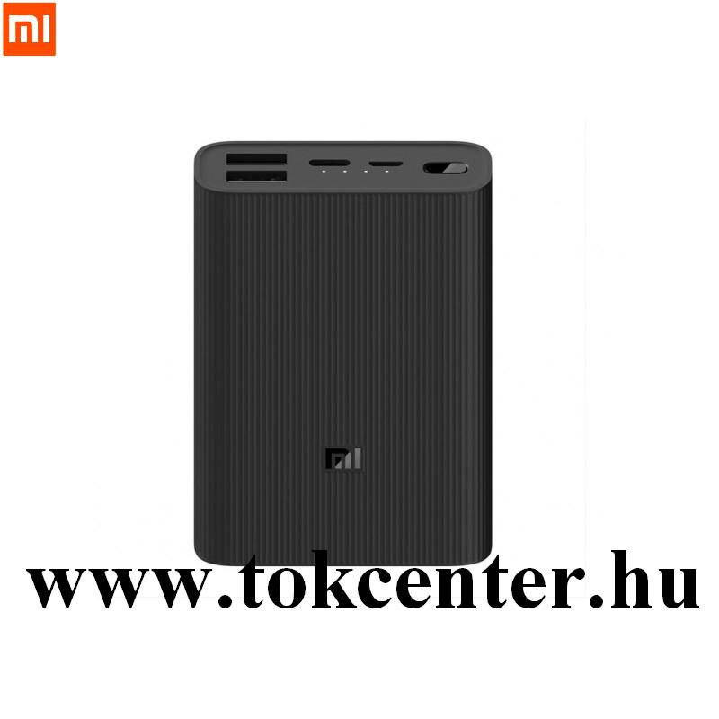 XIAOMI PowerBank 3 hordozható vésztöltő microUSB + Type-C aljzat (10000 mAh, 37W, 3.7V, gyorstöltés támogatás) FEKETE (BHR4412GL/PB1022ZM)