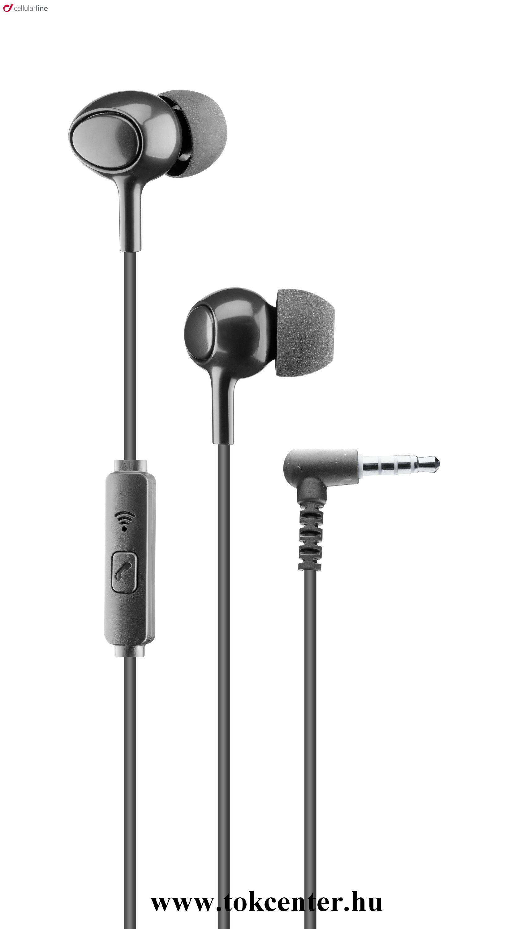 CELLULARLINE IN EAR fülhallgató SZTEREO (3.5mm jack, mikrofon, felvevő gomb) FEKETE