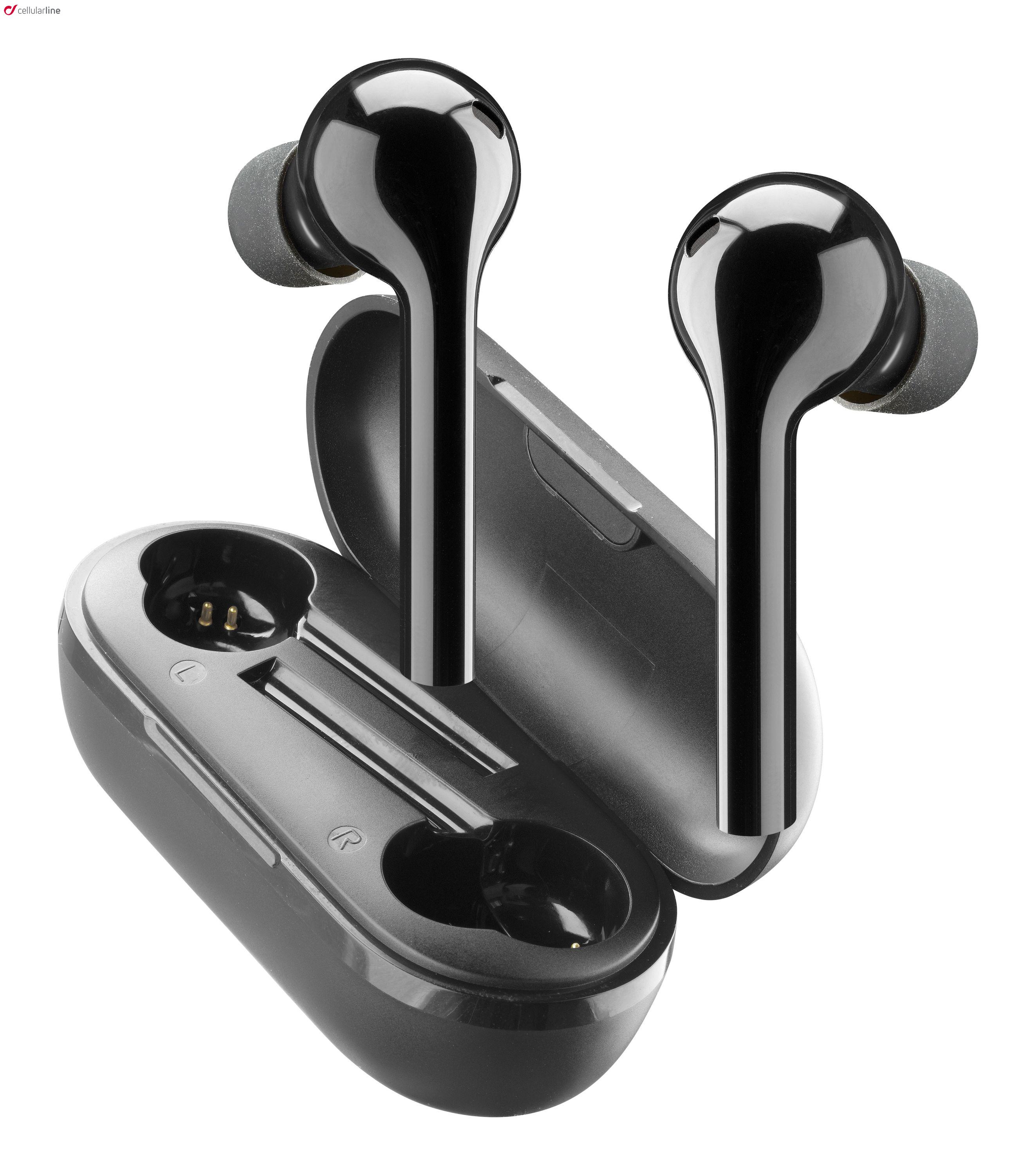 CELLULARLINE FLAG bluetooth fülhallgató SZTEREO (v5.0, TWS, mikrofon, aktív zajszűrő + töltőtok) FEKETE