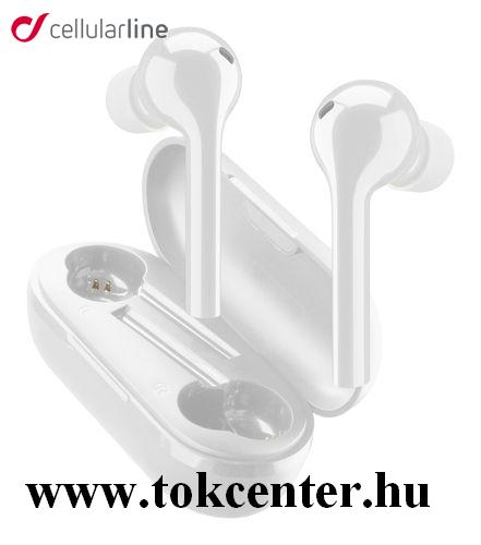 CELLULARLINE FLAG bluetooth fülhallgató SZTEREO (v5.0, TWS, mikrofon, aktív zajszűrő + töltőtok) FEHÉR