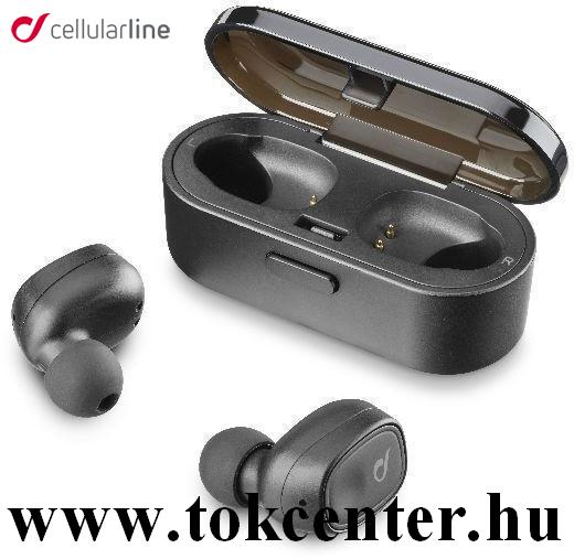 CELLULARLINE SHADOW BLUETOOTH fülhallgató SZTEREO (v5.0, TWS, ultrakönnyű, mikrofon, aktív zajszűrő + töltőtok) FEKETE
