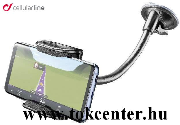 CELLULARLINE PILOT FLEXI XL autós tartó (tapadókorongos, szélvédőre, műszerfalra, 28 cm állítható tartó) FEKETE