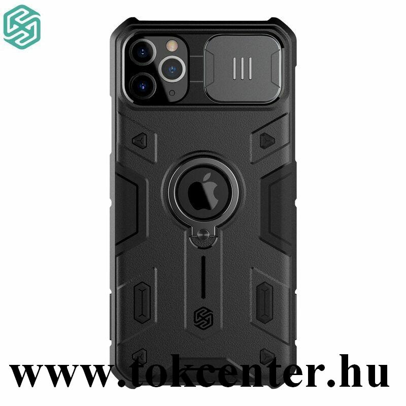 Apple iPhone 12 Pro Max NILLKIN CAMSHIELD ARMOR defender műanyag telefonvédő (szilikon belső, közepesen ütésálló, telefontartó gyűrű) FEKETE