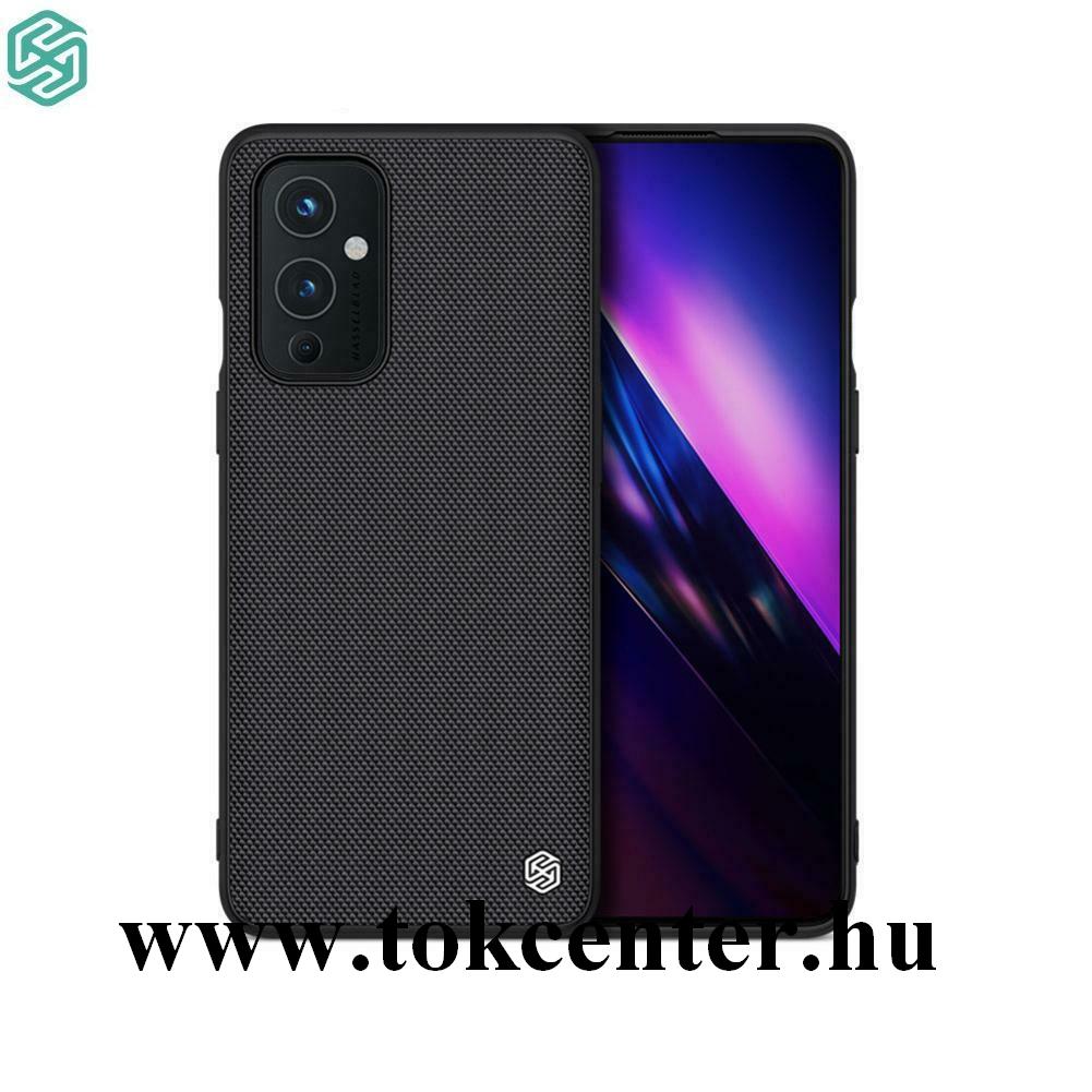 OnePlus 9 NILLKIN TEXTURED műanyag telefonvédő (érdes felület, közepesen ütésálló, szilikon keret, 3D minta) FEKETE