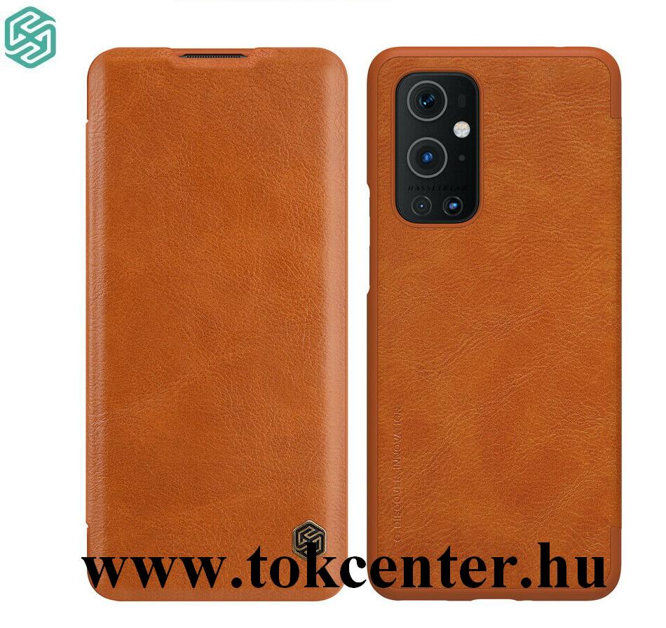 OnePlus 9 Pro NILLKIN QIN tok álló, bőr hatású (FLIP, oldalra nyíló, bankkártya tartó) BARNA