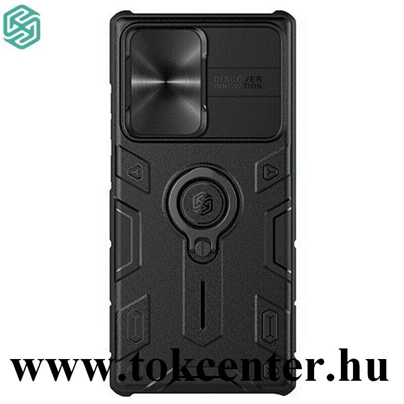 Samsung Galaxy Note 20 (SM-N980F) / Galaxy Note 20 5G (SM-N981F) NILLKIN CAMSHIELD ARMOR defender műanyag telefonvédő (szilikon belső, közepesen ütésálló, telefontartó gyűrű) FEKETE