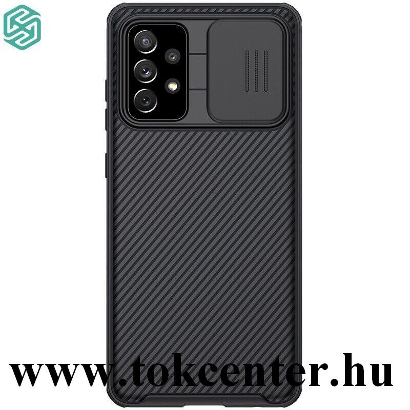 Samsung Galaxy A52 4G (SM-A525F) / Galaxy A52 5G (SM-A526F) NILLKIN CAMSHIELD PRO műanyag telefonvédő (szilikon keret, közepesen ütésálló, kamera védelem, csíkos minta) FEKETE