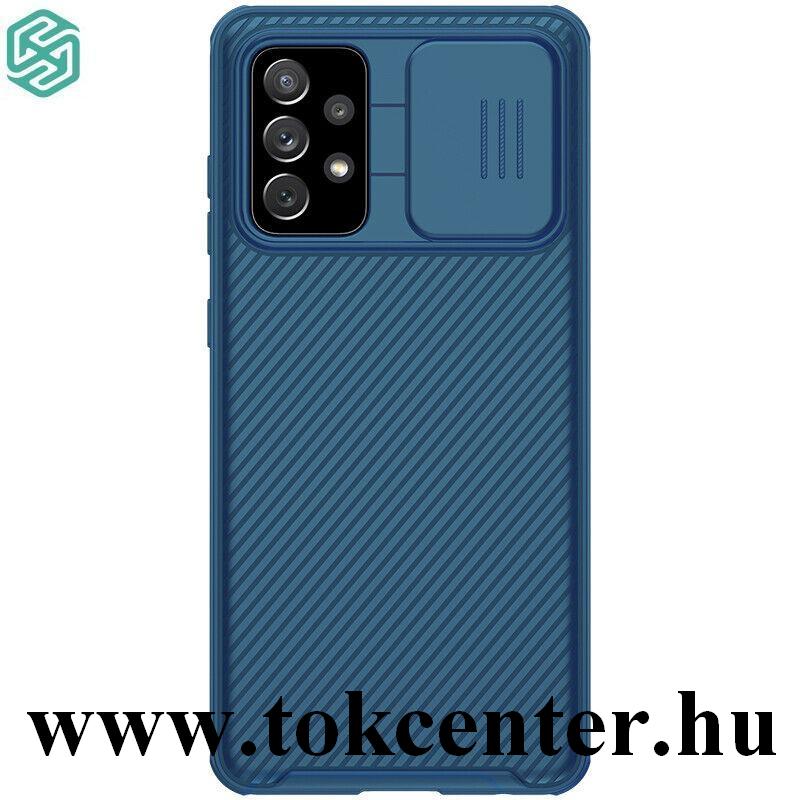 Samsung Galaxy A52 4G (SM-A525F) / Galaxy A52 5G (SM-A526F) NILLKIN CAMSHIELD PRO műanyag telefonvédő (szilikon keret, közepesen ütésálló, kamera védelem, csíkos minta) SÖTÉTKÉK