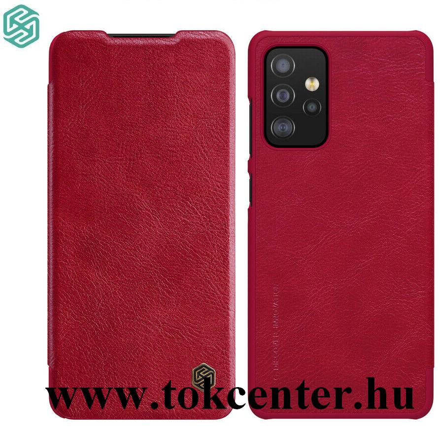 Samsung Galaxy A52 4G (SM-A525F) / Galaxy A52 5G (SM-A526F) NILLKIN QIN tok álló, bőr hatású (FLIP, oldalra nyíló, bankkártya tartó) PIROS