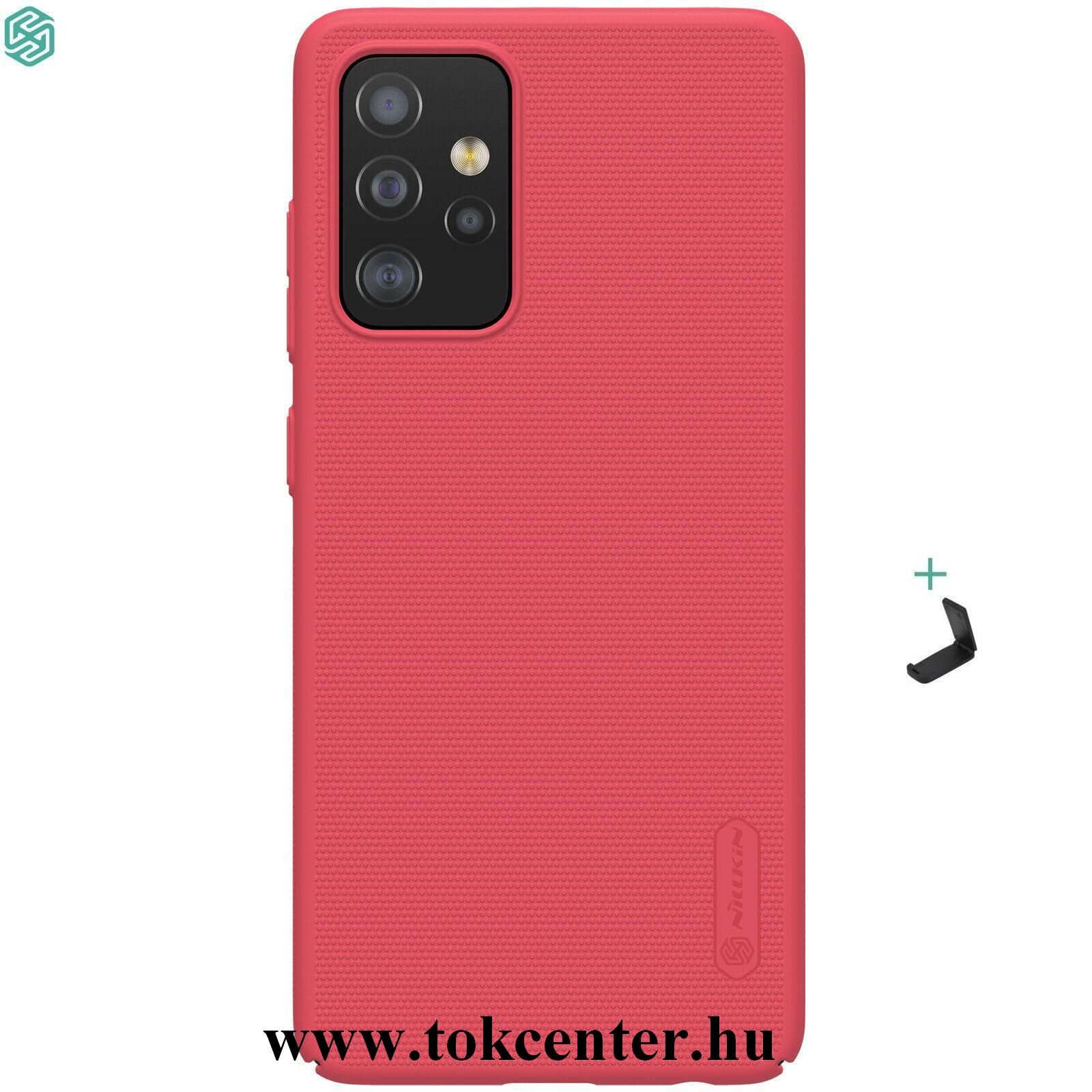 Samsung Galaxy A52 4G (SM-A525F) / Galaxy A52 5G (SM-A526F) NILLKIN SUPER FROSTED műanyag telefonvédő (gumírozott, érdes felület + asztali tartó) PIROS