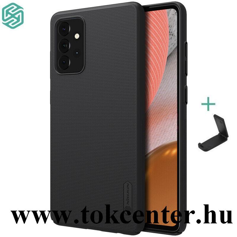 Samsung Galaxy A72 4G (SM-A725F) / Galaxy A72 5G (SM-A726F) NILLKIN SUPER FROSTED műanyag telefonvédő (gumírozott, érdes felület + asztali tartó) FEKETE