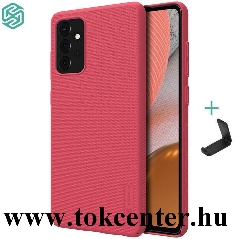 Samsung Galaxy A72 4G (SM-A725F) / Galaxy A72 5G (SM-A726F) NILLKIN SUPER FROSTED műanyag telefonvédő (gumírozott, érdes felület + asztali tartó) PIROS	