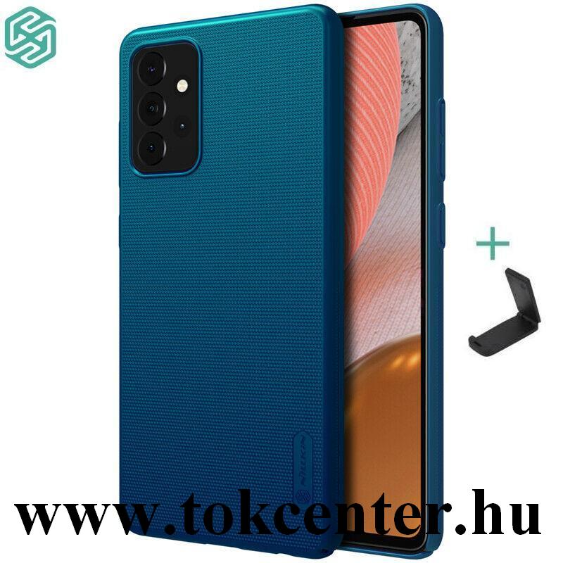 Samsung Galaxy A72 4G (SM-A725F) / Galaxy A72 5G (SM-A726F) NILLKIN SUPER FROSTED műanyag telefonvédő (gumírozott, érdes felület + asztali tartó) SÖTÉTKÉK