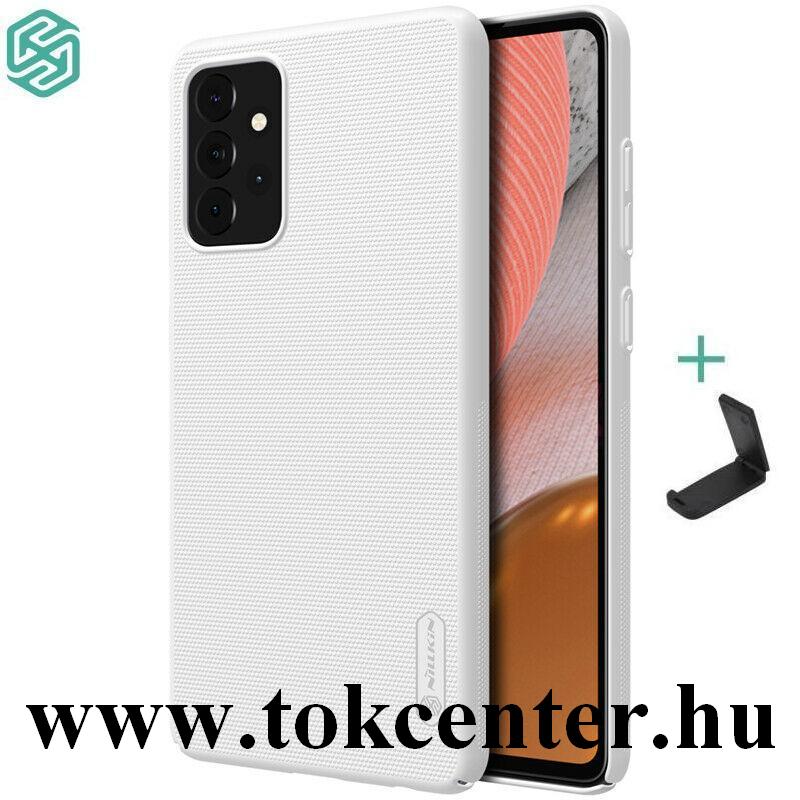 Samsung Galaxy A72 4G (SM-A725F) / Galaxy A72 5G (SM-A726F) NILLKIN SUPER FROSTED műanyag telefonvédő (gumírozott, érdes felület + asztali tartó) FEHÉR