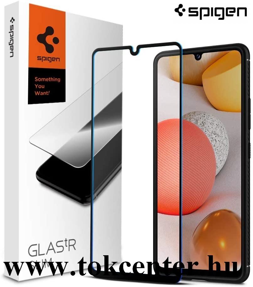 Samsung Galaxy A42 5G (SM-A425F) SPIGEN SLIM képernyővédő üveg (2.5D full cover, extra karcálló, ujjlenyomatmentes, tok barát, 0.33mm, 9H) FEKETE (AGL02305)