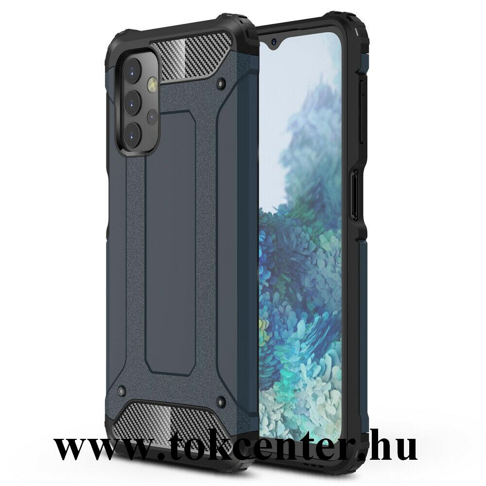 Samsung Galaxy A32 5G (SM-A326) Defender műanyag telefonvédő (közepesen ütésálló, légpárnás sarok, szilikon belső, fémhatás) SÖTÉTKÉK