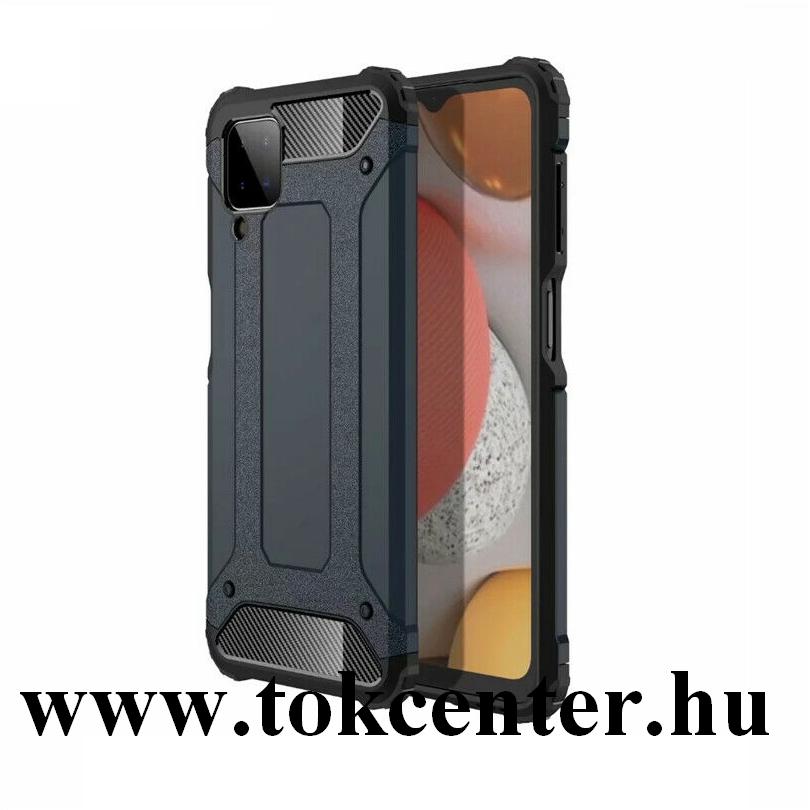 Samsung Galaxy A42 5G (SM-A425F) Defender műanyag telefonvédő (közepesen ütésálló, légpárnás sarok, szilikon belső, fémhatás) SÖTÉTKÉK